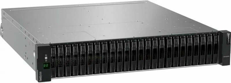 Система хранения данных Lenovo DE240S 2U24 SFF,контроллер DE2000H/ IOM для DE / 1.8TB 10K 2.5" HDD / кабель MiniSAS HD (0.5 м) / силовой кабель C13-C14 (1.5 м) / монтажный комплект 2U24 / Ship Kit 2U/метка DE240S /заглушки 2U24 /PS TC Services/CO2 Offset
