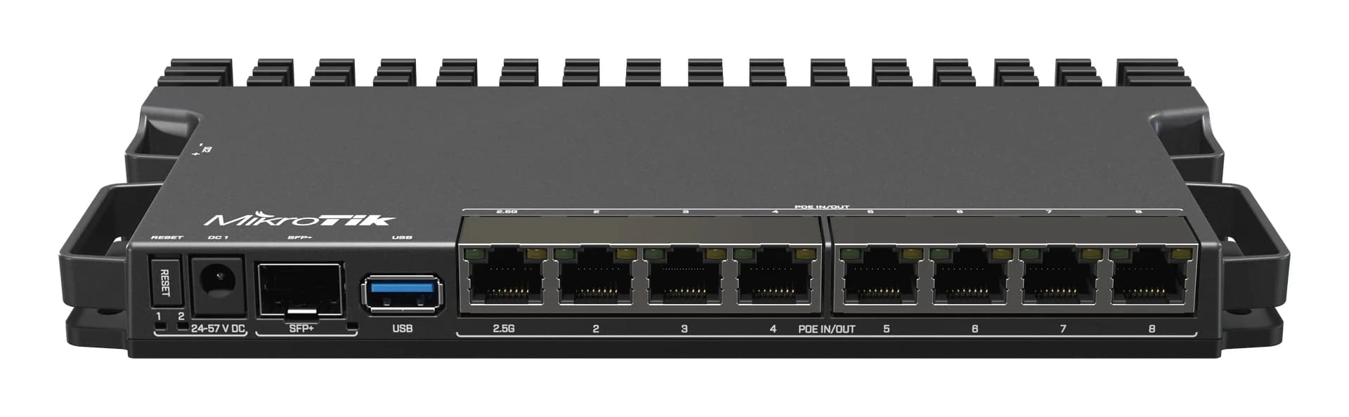 Маршрутизатор MikroTik RB5009UPr+S+IN, 7 портов 10/100/1000 Мбит/с, 1 порт 2,5 Гбит/с, 1 порт SFP+ 10 Гбит/с, PoE-вход и PoE-выход на всех Ethernet-портах, пассивное охлаждение