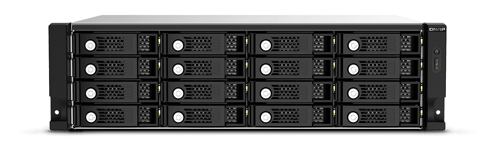 Дисковая полка QNAP TL-R1620Sep-RP, 16 отсеков для 2,5"/3,5" дисков, поддержка SAS 12 Гбит/с и SATA 6 Гбит/с, 4 порта Mini-SAS HD (SFF-8644), возможность каскадного подключения до 16 устройств, резервированные блоки питания