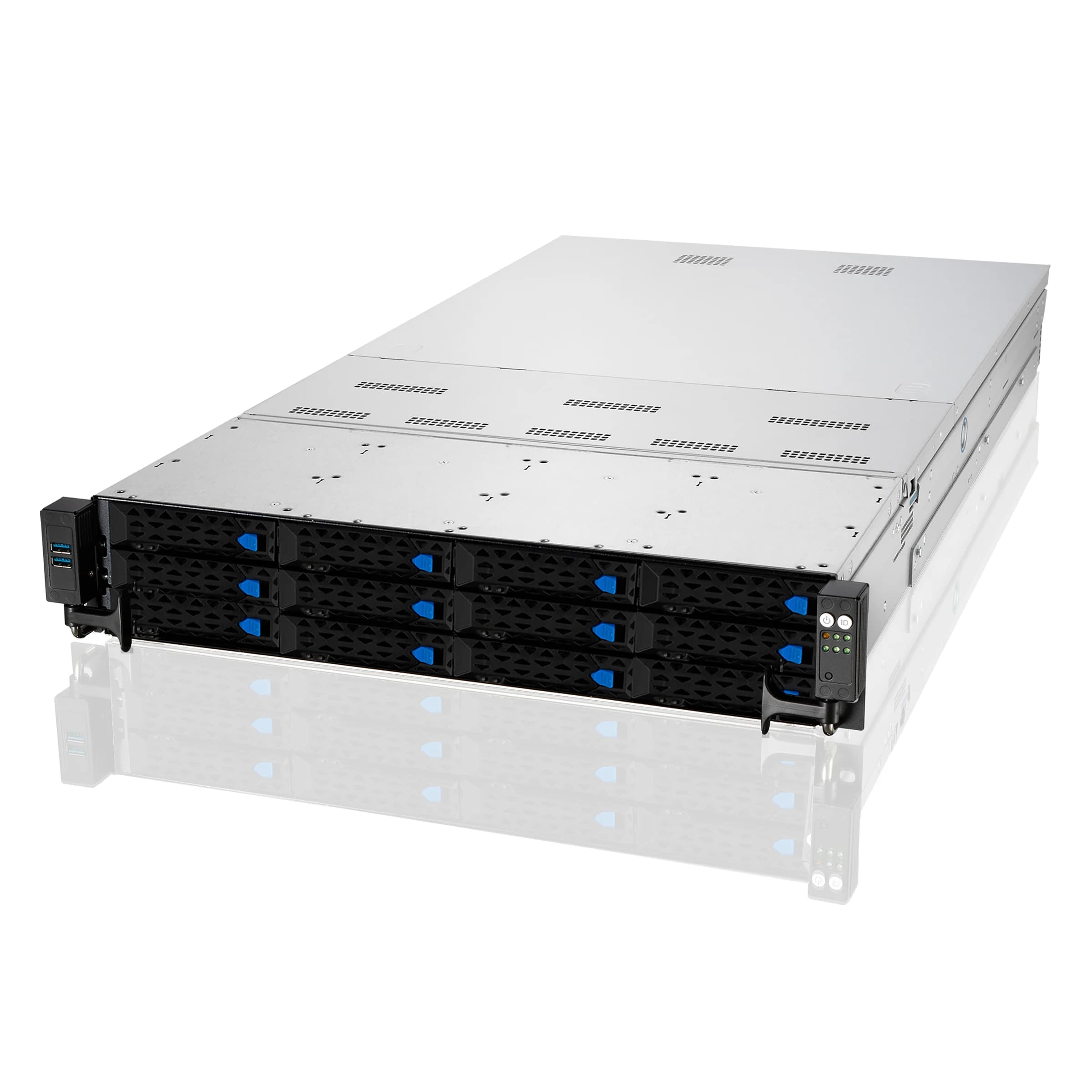 Сервер ASUS RS720-E11-RS12U, 2U, 2x LGA4677, 32 DIMM DDR5, 12x 3.5"/2.5" (8x NVMe/SAS/SATA + 4x NVMe/SATA hs), с процессорами Intel Xeon Gold 5420+, 64GB DDR5 RAM, 2TB M.2 SSD, 16TB HDD, сетевые адаптеры 10G и 25G, 2x 1600W PSU*