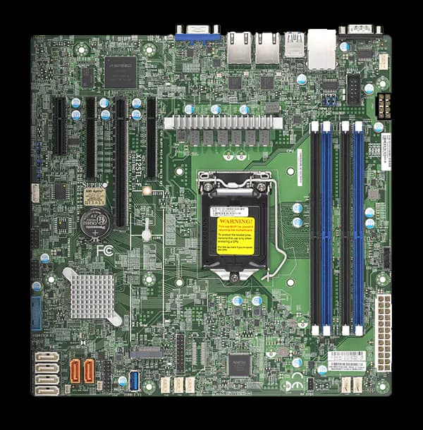 Материнская плата Supermicro X12STL-F (MBD-X12STL-F-O), microATX, сокет LGA 1200, чипсет Intel C252, 4 слота DDR4 ECC UDIMM до 128 ГБ, 6 портов SATA3, 1 слот M.2, 2 порта Gigabit LAN