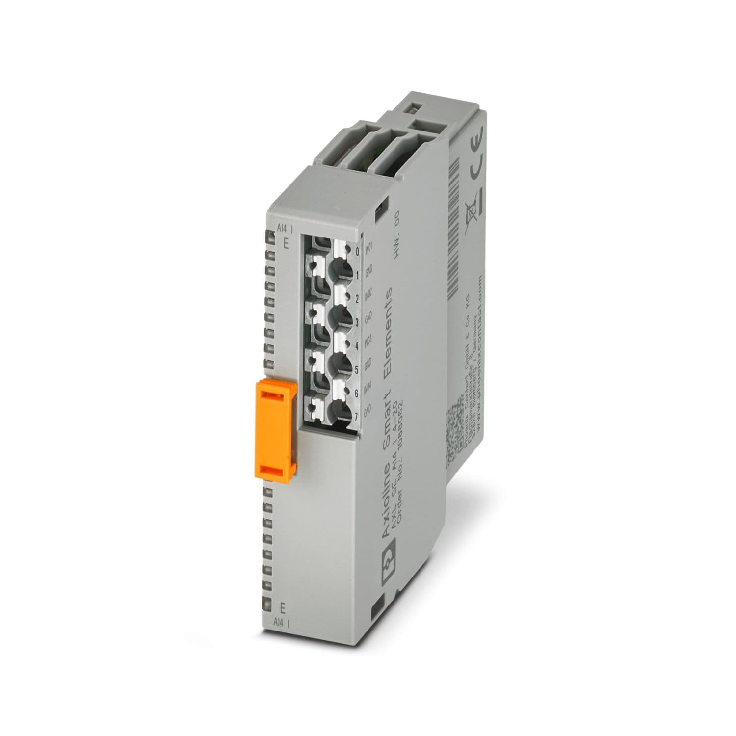 Модуль аналогового ввода Phoenix Contact AXL SE AI4 I 4-20 1088062, серия Axioline Smart Elements, 4 аналоговых входа, диапазон 4–20 мА, подключение 2-проводное.