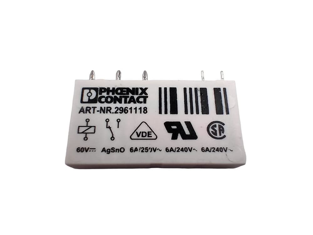 Реле Phoenix Contact REL-MR-60DC/21 2961118, 1 переключающий контакт (SPDT), катушка 60 В DC, ток нагрузки до 6 А