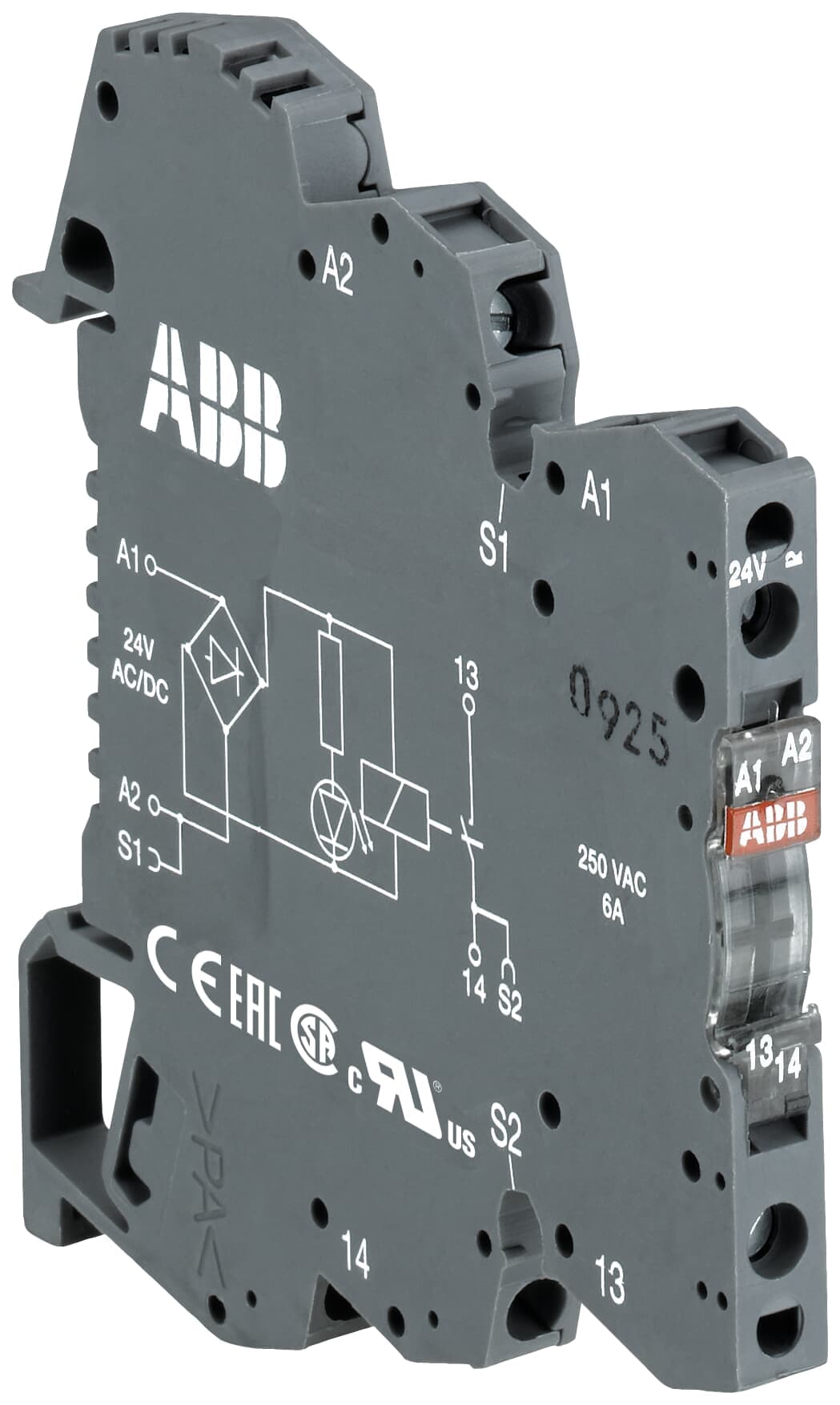 Оптронный модуль ABB OBOA1000-115VUC 1SNA645062R0700, 115 В AC/DC, выход 24-400 В AC, 25 мА-1 А, винтовые клеммы